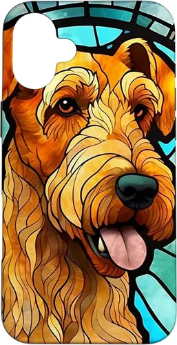 Vista 23 de Airedale Terrier Dog Stained Glass Case for iPhone 17