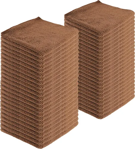 Vista 8 de Toallas de limpieza de microfibra, paquete de 12, 16 x 16 pulgadas, multiusos, más suaves, altamente absorbentes, sin pelusas, reutilizables Negro