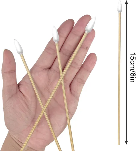 Vista 3 de Aplicadores de hisopos de algodón, hisopos de algodón de 6 pulgadas de largo para limpieza de armas, uso médico, maquillaje y limpieza de oídos