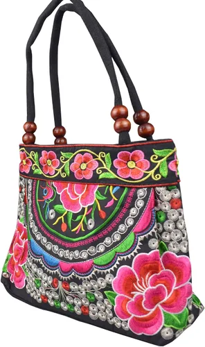 Vista 2 de Bolsos de hombro para mujer, estilo vintage, bordados, florales, para mujer