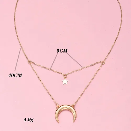 Vista 7 de YienDoo Gargantilla bohemia con diseño de estrella y luna creciente, octagrama, collar con colgante de estrella de diamantes de imitación