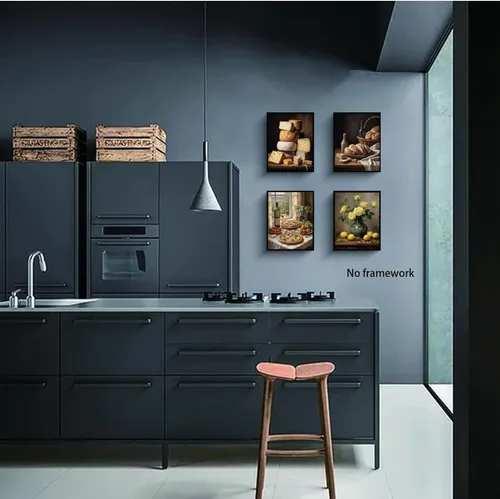 Vista 5 de TOCDGOO Juego de 4 piezas de arte de pared vintage para cocina, comida 8-Colorido
