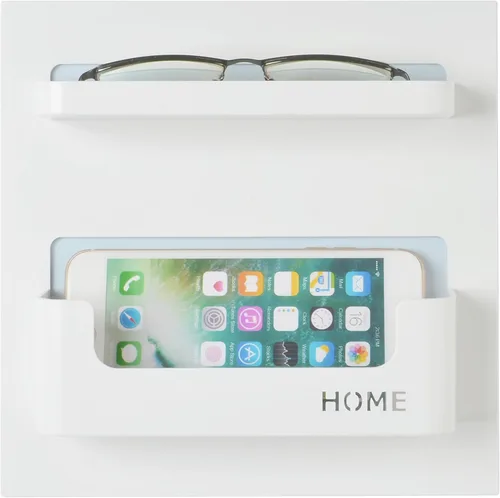Vista 10 de Estante de mesita de noche con gel adhesivo fuerte, soporte organizador de montaje en pared para teléfono celular, lentes, control remoto, llaves