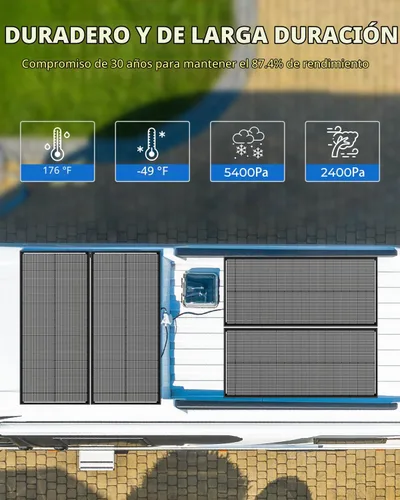 Vista 7 de Panel Solar de 18BB 100 Vatios, Panel Solar N-Type de 12V 100W, Módulos PV Monocristalinos de Alta Eficiencia del 25% para RV, Marino, Techo