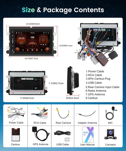 Vista 7 de Podofo Radio 2G 64G para Ford F150 F250 F350 Fusion Edge Explorer Expedition Car Stereo,7 pulgadas 1080p IPS pantalla táctil F-150 estéreo