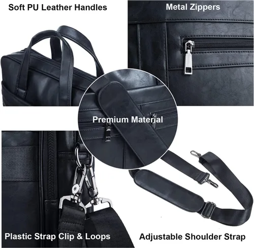 Vista 3 de seyfocnia Men's Leather Messenger Bag, Laptop Briefcase Business Satchel Computer