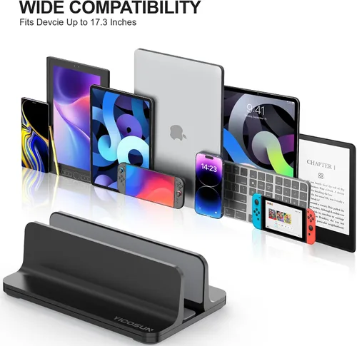 Vista 7 de YICOSUN Soporte vertical de aluminio para laptop para escritorio, base de ancho ajustable para MacBook, Surface, Samsung, HP, Dell de hasta 17.3