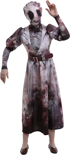 Vista 2 de Miccostumes Sally Smithson - Disfraz de uniforme de enfermera asesina con banda para el cuello y tocado