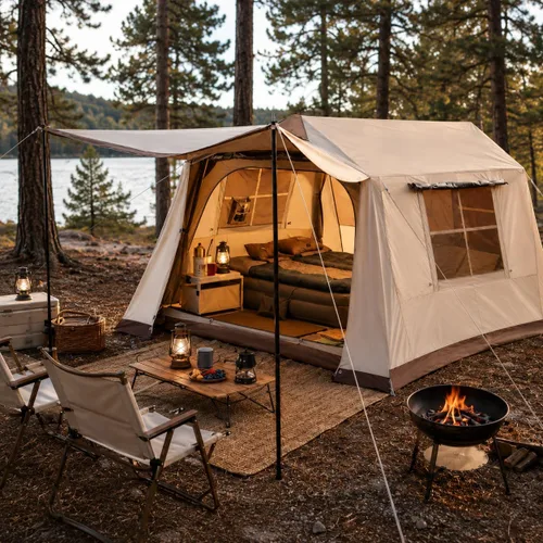 Vista 12 de YOLENY Instant Cabin Tent, 4-8 Person Quick Setup Family Camping Tent with Rainfly and Extended Canopy, Weather Resistant Tent with Mesh Windows and