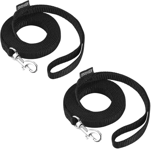 Vista 67 de AMAGOOD 6 pies de correas para cachorros/perros, correa de estilo tradicional resistente con gancho de cuello fácil de usar, correa para perros Negro