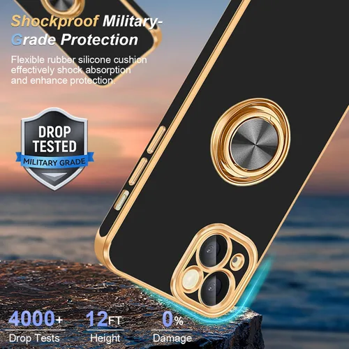 Vista 3 de Fingic Funda para iPhone 15, funda para iPhone 15 [con soporte de anillo de 360°] [soporte magnético para automóvil] Funda de teléfono con función