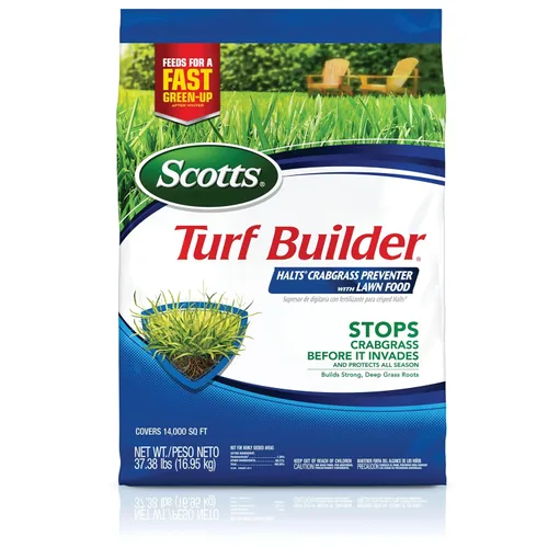 Vista 13 de Scotts Turf Builder fertilizante para césped - Con repelente para crabgrass HALTS Herbicida pre-emergente, fertilizante para césped, cubre 5,000