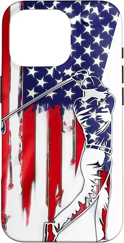 Vista 20 de Funny American Flag Golf For Golfer Case for iPhone 16
