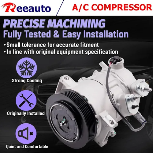 Vista 4 de Compresor de aire acondicionado A/C compatible con Je-ep Compass Patriot 2009-2017 Calibre 2009-2012 AC Compresor L4 1.8L 2.0L 2.4L Reemplazar