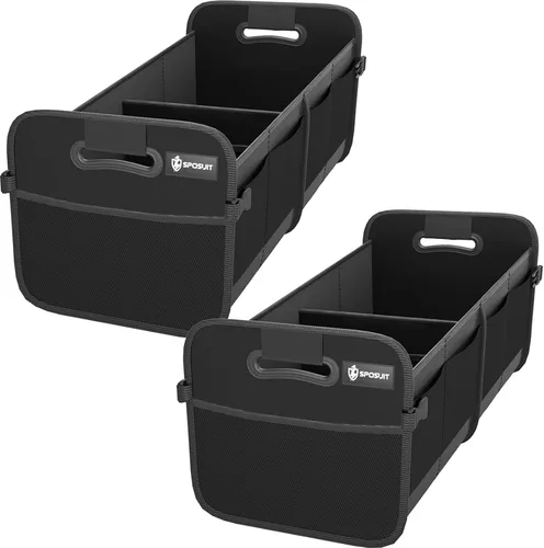 Vista 10 de Sposuit Organizador de maletero para automóvil, almacenamiento plegable de 70 litros con 11 bolsillos y asas reforzadas, organizadores de maletero