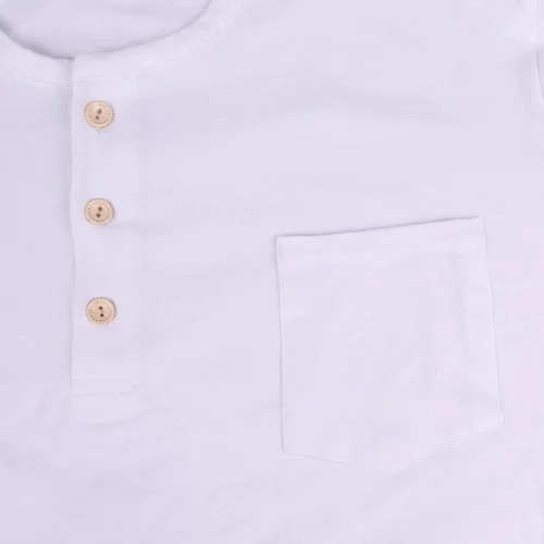 Vista 4 de Ychnaim Camisas Henley de algodón para hombre, estilo casual, de manga larga, con botones, con bolsillo