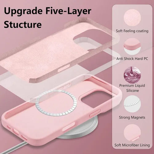 Vista 13 de Funda magnética de silicona para iPhone 13 Pro, color blanco antiguo [Compatible con Magsafe] [Forro de microfibra suave antiarañazos], funda