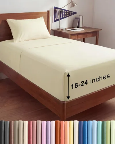 Vista 162 de Sábanas individuales de bolsillo extra profundo, sábanas transpirables y refrescantes de 3 piezas, juego de sábanas de lujo para hotel, suaves, sin