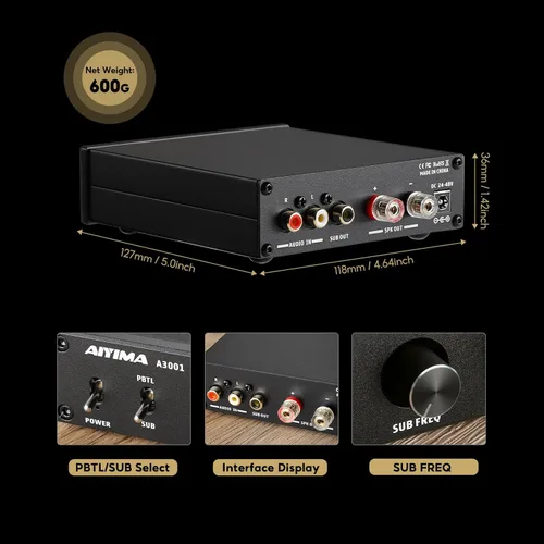 Vista 4 de AIYIMA A3001 Mini Mono Amp 300W Amplificador de Subwoofer TPA3255 Clase D Amplificador con Frecuencia Completa y Sub Bass Altavoz de Audio