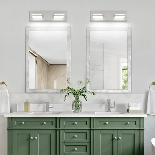 Vista 9 de SineRise - Moderna lámpara LED para tocador de baño (2 luces, 39.4 cm, regulable), iluminación de pared de baño moderna de acrílico cepillado sobre