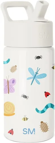 Vista 57 de Simple Modern Botella de agua para niños con tapa con pajilla, vaso aislado de acero inoxidable de 14 onzas para niños y a prueba de derrames