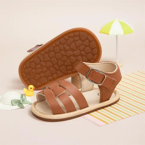 Vista 112 de Meckior Sandalias de verano con punta abierta y suave de piel sintética para bebés y niñas pequeñas