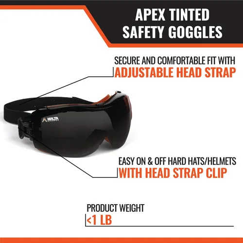 Vista 2 de Malta Dynamics Apex - Gafas de seguridad ANSI Z87, resistentes a la niebla, para construcción, gafas protectoras antiarañazos
