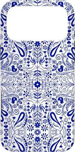 Vista 22 de Folk Art Pattern Blue Chinoiserie Birds Flowers Scandinavian Case for iPhone 17