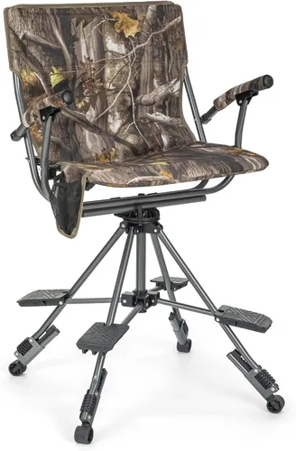 Vista 10 de ALPHA CAMP Silla plegable de caza giratoria con persianas de caza, asiento de caza silencioso de 360 grados con 4 patas ajustables de altura