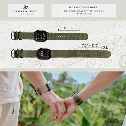 Vista 7 de Carterjett - Correa para Apple Watch 1.732 pulgadas, 1.654 pulgadas, 1.575 pulgadas, 1.496 pulgadas, nailon NATO, correas iWatch, mujeres y hombres