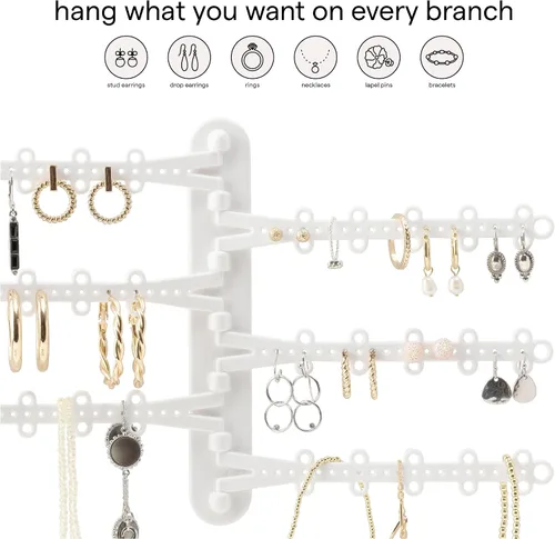 Vista 3 de All Hung Up Organizador de joyas de pared de 6 niveles y 6 pulgadas, tiras Command incluidas para colgar fácilmente, organizador de aretes de 120