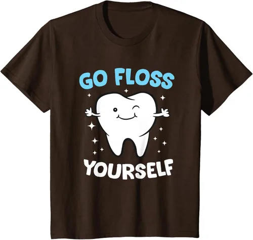 Vista 54 de Camiseta higienista dental, asistente dental, Go Floss Yourself dentista, Negro, S