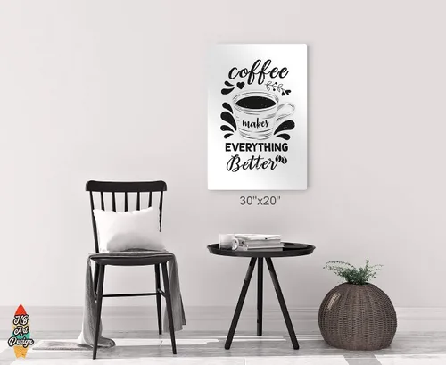Vista 6 de HB Art Design Coffee Makes Everything Better Black Quote and Mug Sketch Metal Print Wall Art Coffee Bar Decor Coffee Signs Kitchen Wall Decor Dining