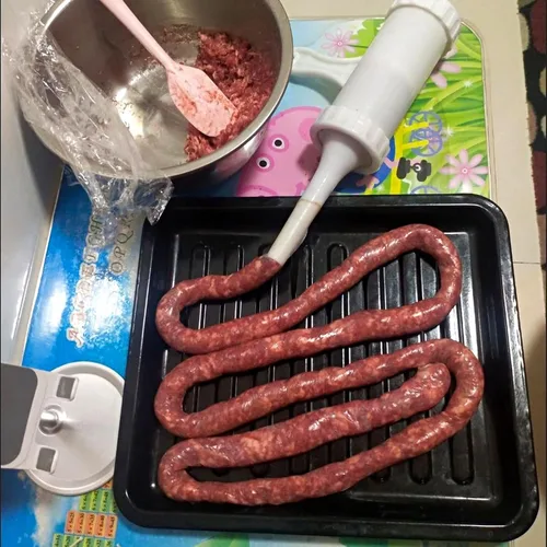 Vista 5 de Funda de salchicha comestible para secado, tubo de funda de salchicha seca comestible para salchichas caseras con sabor para máquina de hacer