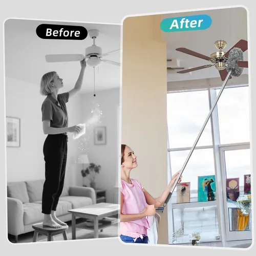 Vista 7 de DRQ Limpiador de ventilador de techo con poste de extensión de 13-48 Gris