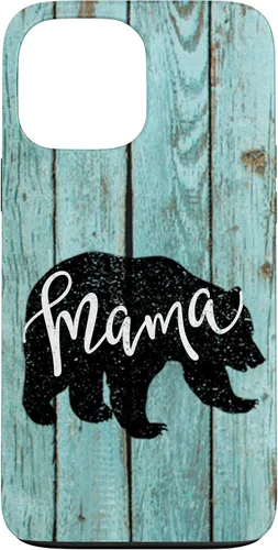 Vista 24 de Turquoise Woodgrain Rustic Farmhouse Shiplap Wood Mama Bear Case for iPhone 17