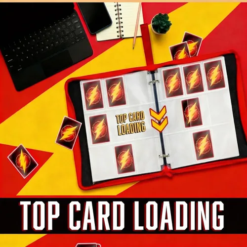 Vista 5 de Carpeta de tarjetas coleccionables con 9 bolsillos – Capacidad de 900 tarjetas, cremallera y asa, álbum de piel sintética, carpeta de 3 anillos