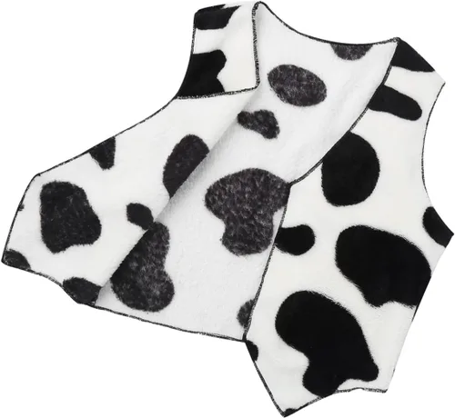 Vista 3 de Disfraz de vaca de Halloween para niñas, disfraz de vaca, chaleco sin mangas con sombrero, bandana, conjuntos de 3 piezas