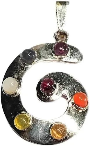 Vista 2 de Hijet Joyería de piedra de equilibrio de chakras con colgante de siete chakras de metal, unisex, hombres o mujeres (ANGEL)