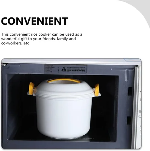 Vista 5 de Microondas Pasta Cooker Round Microondas Recipiente de Alimentos Cocina: Microondas Arroz Cocina de Alimentos Amarillo 1L Cestas de microondas