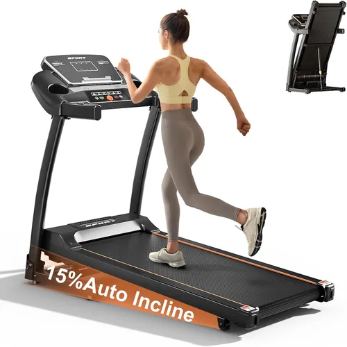 Vista 8 de LIJIUJIA Treadmill for Home, 15% Auto Incline, Workout Running Machine Negro