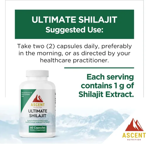 Vista 7 de Ascent Nutrition Ultimate Shilajit Fuente natural de ácido fúlvico y húmico Apoya electrolitos equilibrados, niveles de energía saludables