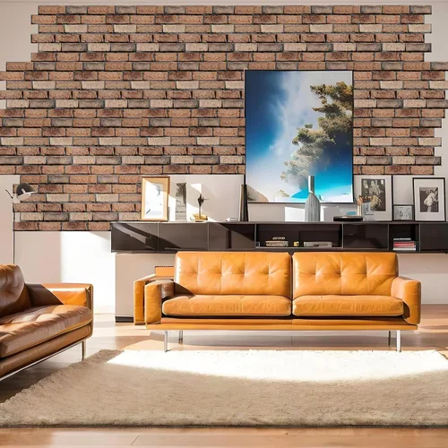 Vista 9 de Paneles de Pared 3D Despegar y Pegar - Paquete de 10 Paneles de PVC con Textura de Ladrillo, Azulejos de Pared Autoadhesivos Impermeables para rojo