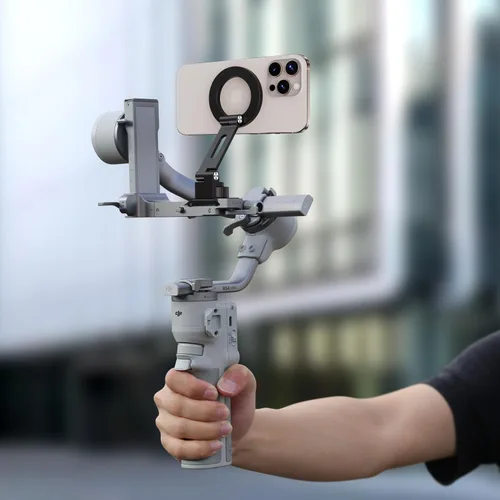 Vista 9 de Adaptador de montaje de trípode de teléfono de aluminio Elitehood para DJI RS 4 Mini, montaje de trípode magnético para smartphone con Arca-Standard