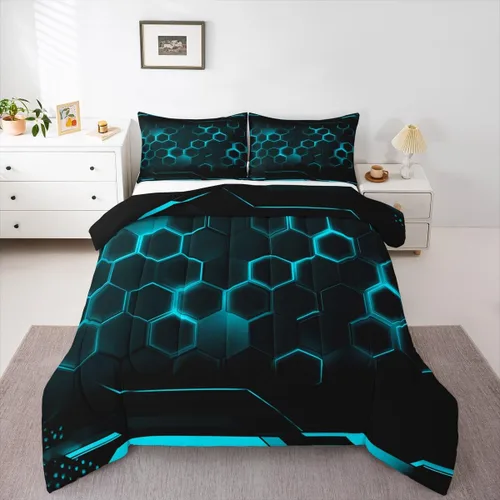 Vista 85 de Juego de ropa de cama Happy Camping de Homewish, tamaño individual, con diseño de osos cazadores y pinos, para niños, hombres, adultos, decoración