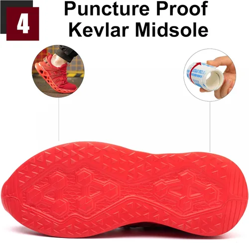 Vista 5 de Furuian - Tenis con punta de acero para hombres y mujeres, zapatos de seguridad ligeros, cómodos, a prueba de pinchazos, zapatos de trabajo