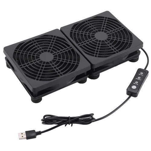 Vista 7 de Ventilador de enrutador de PC alimentado por USB de 4.724 in y 5 V con controlador de velocidad, ventilador de enfriamiento de alto flujo de aire