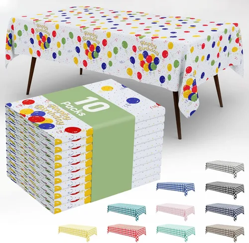 Vista 51 de Smiry Paquete de 3 Manteles Desechables de Cuadros Gingham Color Caqui - 54" x 72" Mantel de Plástico de Servicio Pesado, Cubiertas de Mesa