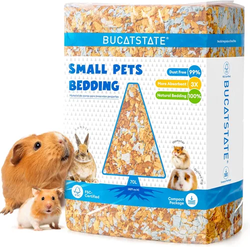 Vista 11 de BUCATSTATE Hamster Bedding - Ropa de cama de papel para animales pequeños, 99 % libre de polvo, con control de olor, acogedora arena para hámster