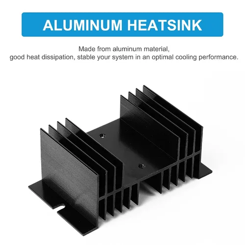 Vista 2 de uxcell Disipador de calor de aluminio negro 4.9 "x 2.8" x 2"/12.5 x 7 x 5 cm Aletas de enfriamiento disipador de calor disipador de calor para relé